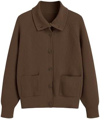 ZAFUL Women's Fall Chunky Cardigan Sweaters Trendy 2025 Mock Neck Button Down Long Sleeve Casual ... | Amazon (US)