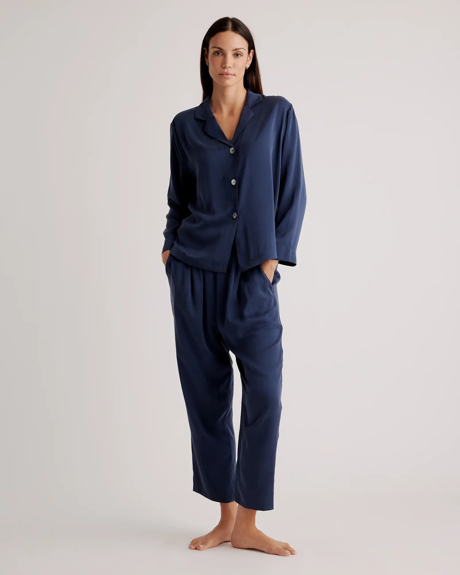 100% Washable Silk Pajama Long Sleeve Top | Quince