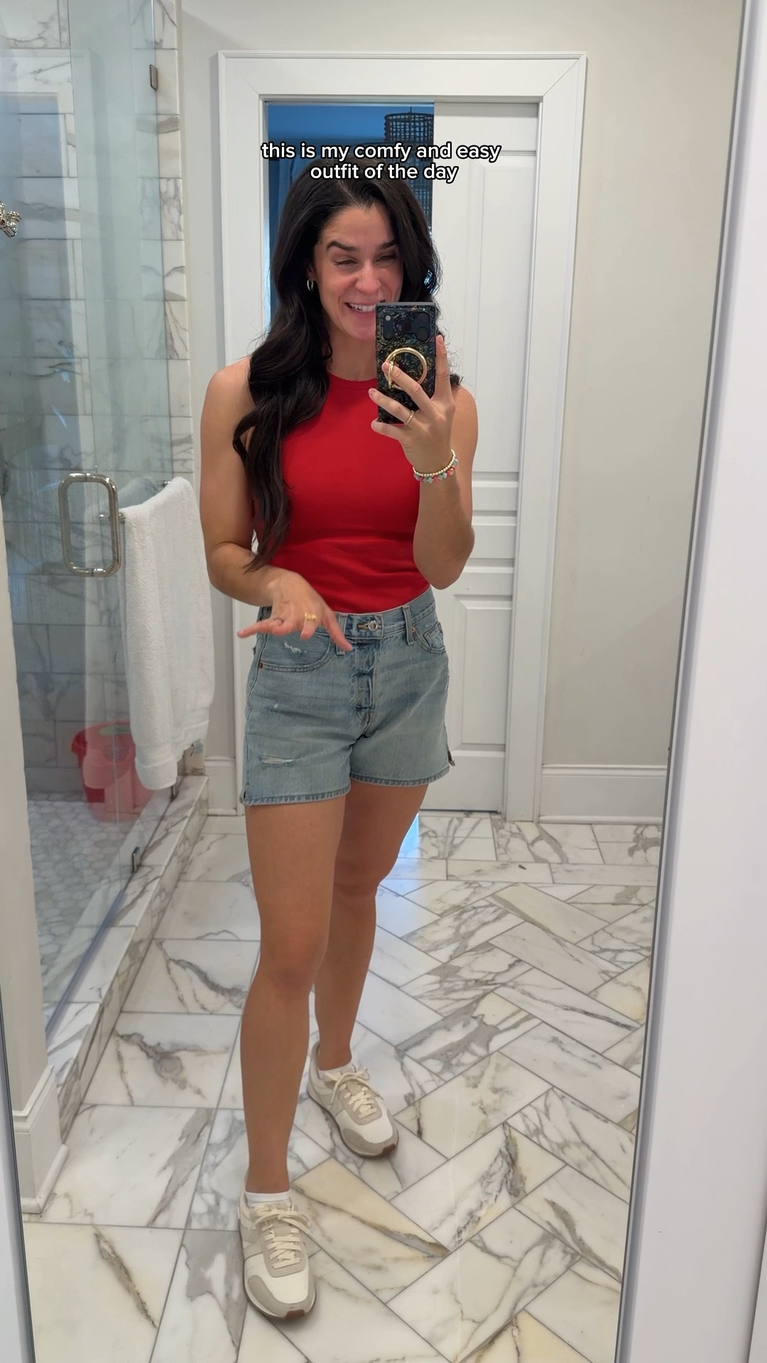 An easy and comfy OOTD made up of great spring and summer staples that you can wear with so many different outfits.

I love @abercrombie bra free tops! Comfy yet supportive. Flattering cut, perfect length. Runs fitted but TTS- wearing a small.

These @Target shorts are awesome! Cute and flattering but comfy and a good length for needing to do mom things. Slightly oversized but run TTS. Wearing a 2. 

I swear by @Kizik and have for years. These are no expection. THE perfect mom shoe. No hands on and off when your hands are full! Comfy and run TTS.

Also linked my favorite earrings. They are great quality! I wear them all the time and they still look new. They go with everything. 

#LTKmomlife #LTKootd