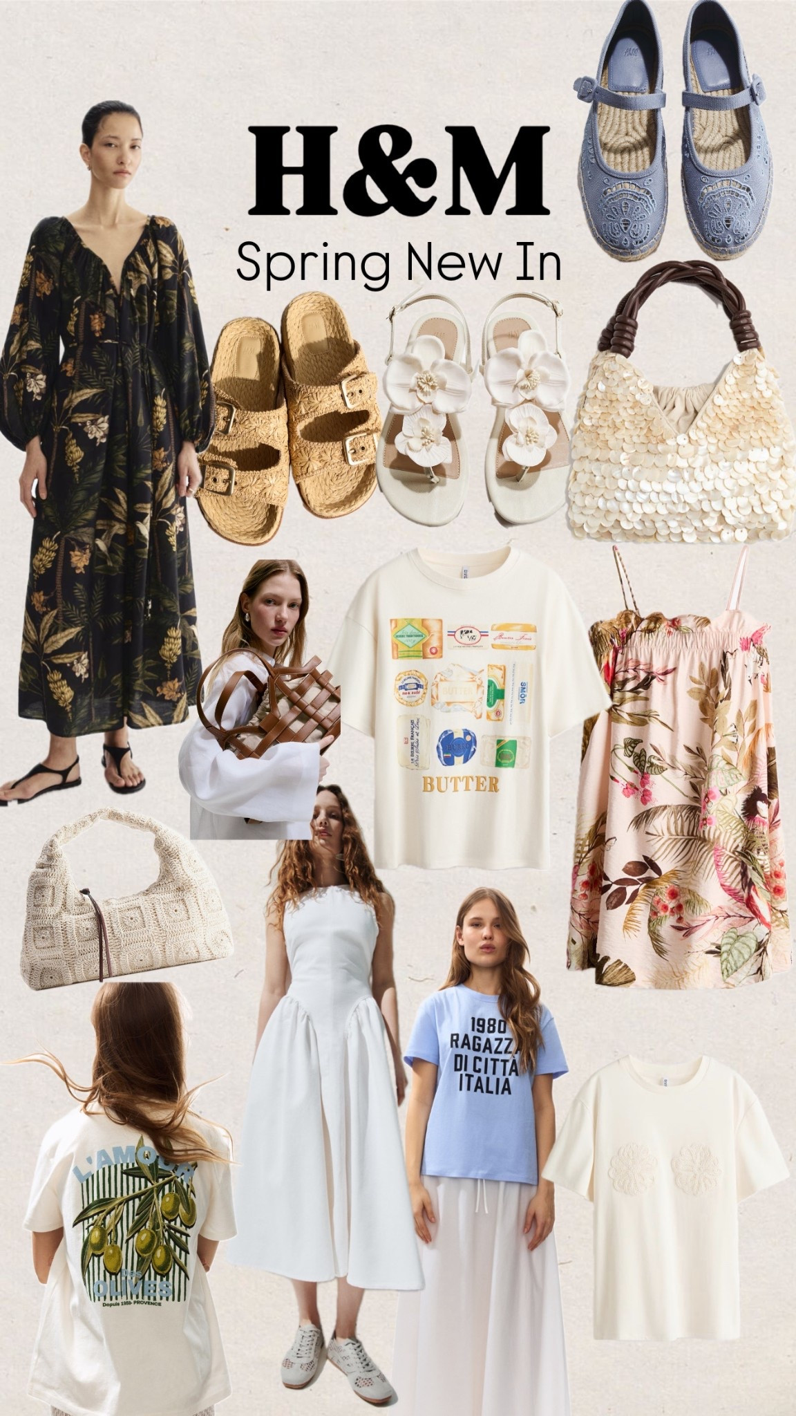 H&M new spring 
Dress
Sandals
Shell purse
Crochet bag
Floral

#LTKootd