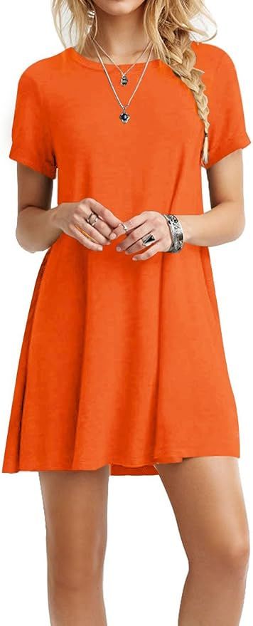 TOPONSKY Women's Casual Tunic Plain Fit Simple T-Shirt Loose Flowy Dress | Amazon (US)