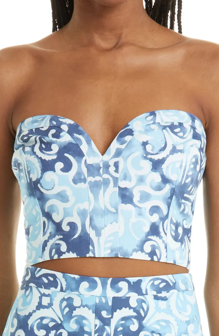 ALEXIS Isola Strapless Linen Blend Crop Top | Nordstrom | Nordstrom