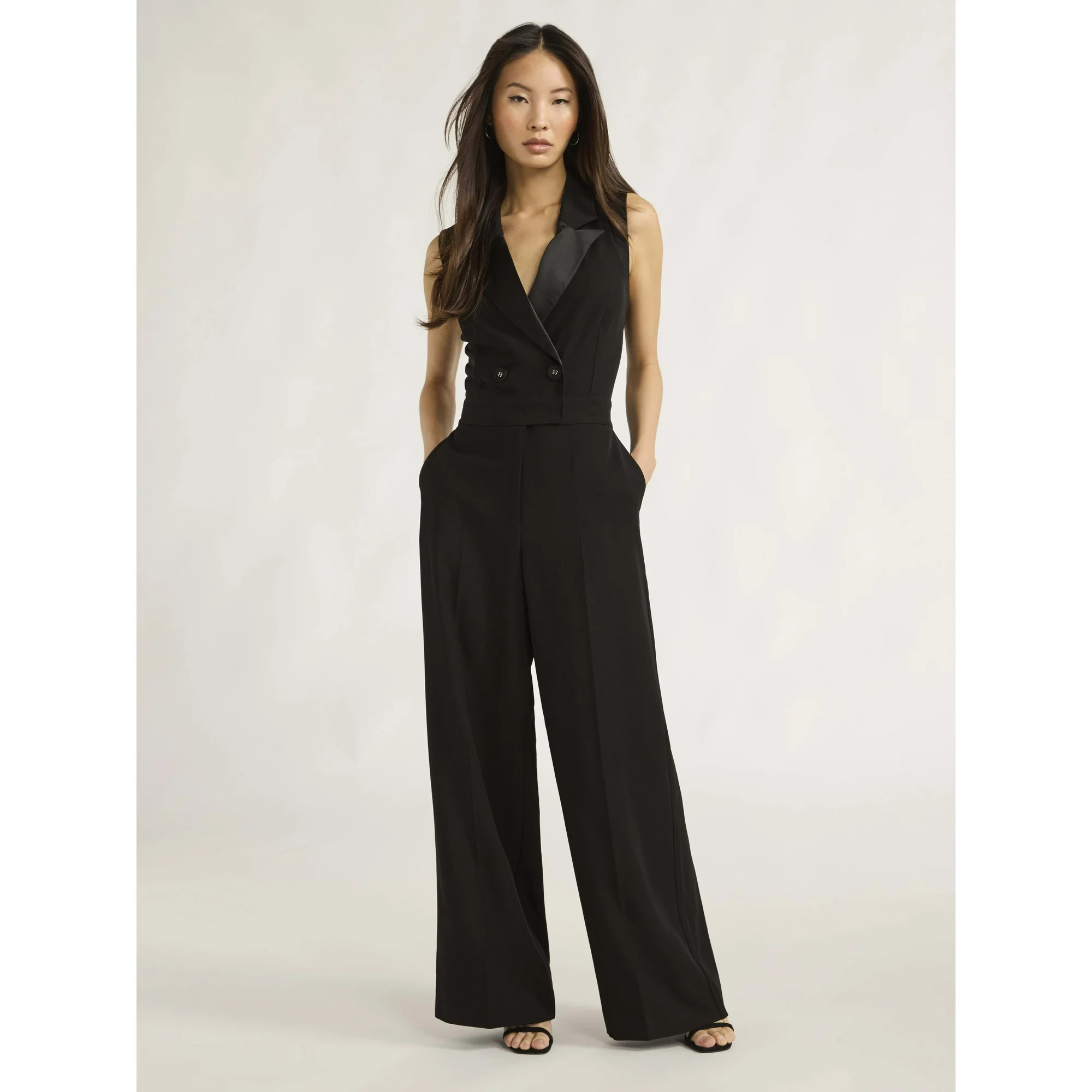 Scoop Women’s and Women's Plus Tuxedo Jumpsuit, 30” Inseam, Sizes XS-4X | Walmart (US)