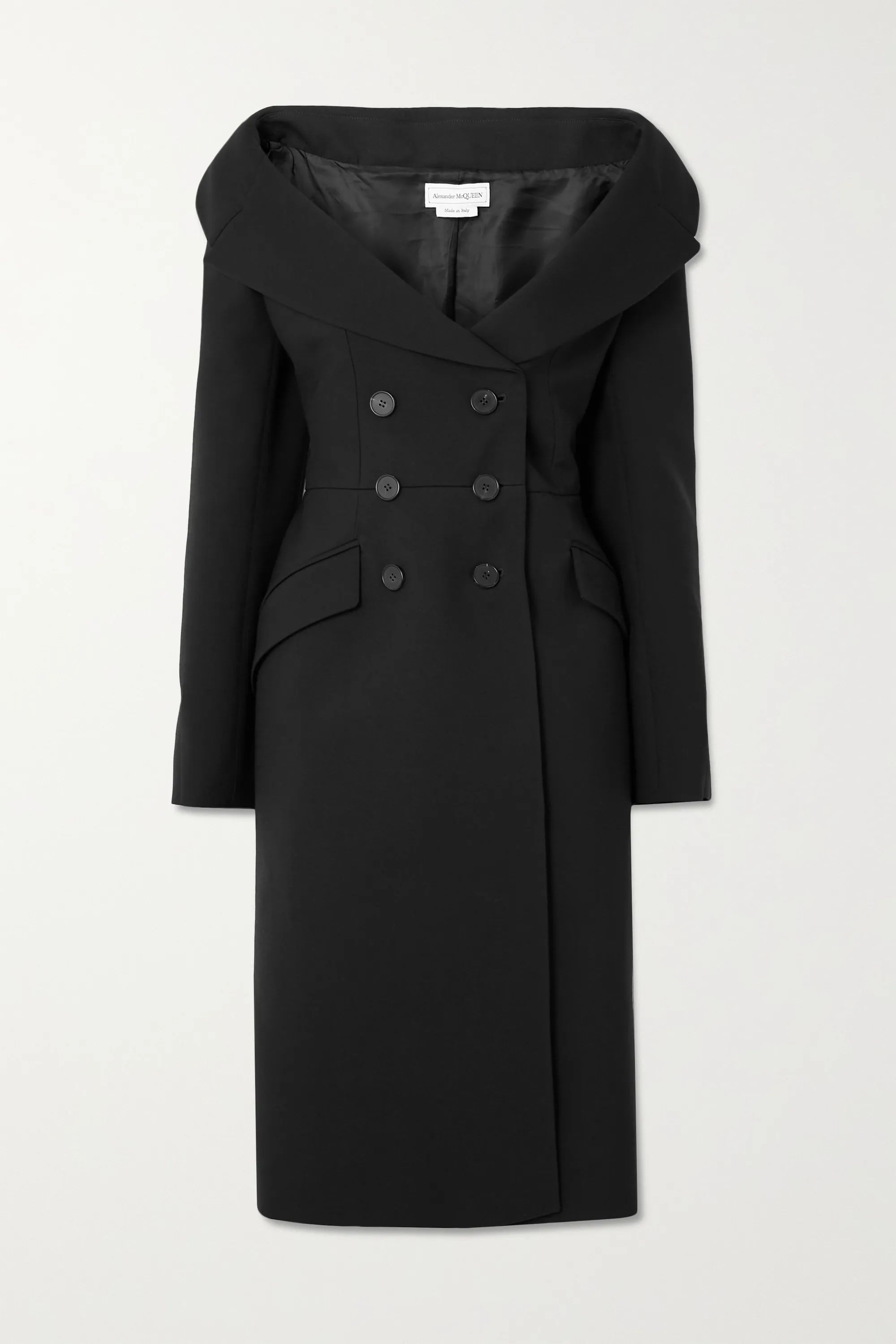 Black Double-breasted wool-blend coat | Alexander McQueen | NET-A-PORTER | NET-A-PORTER (UK & EU)