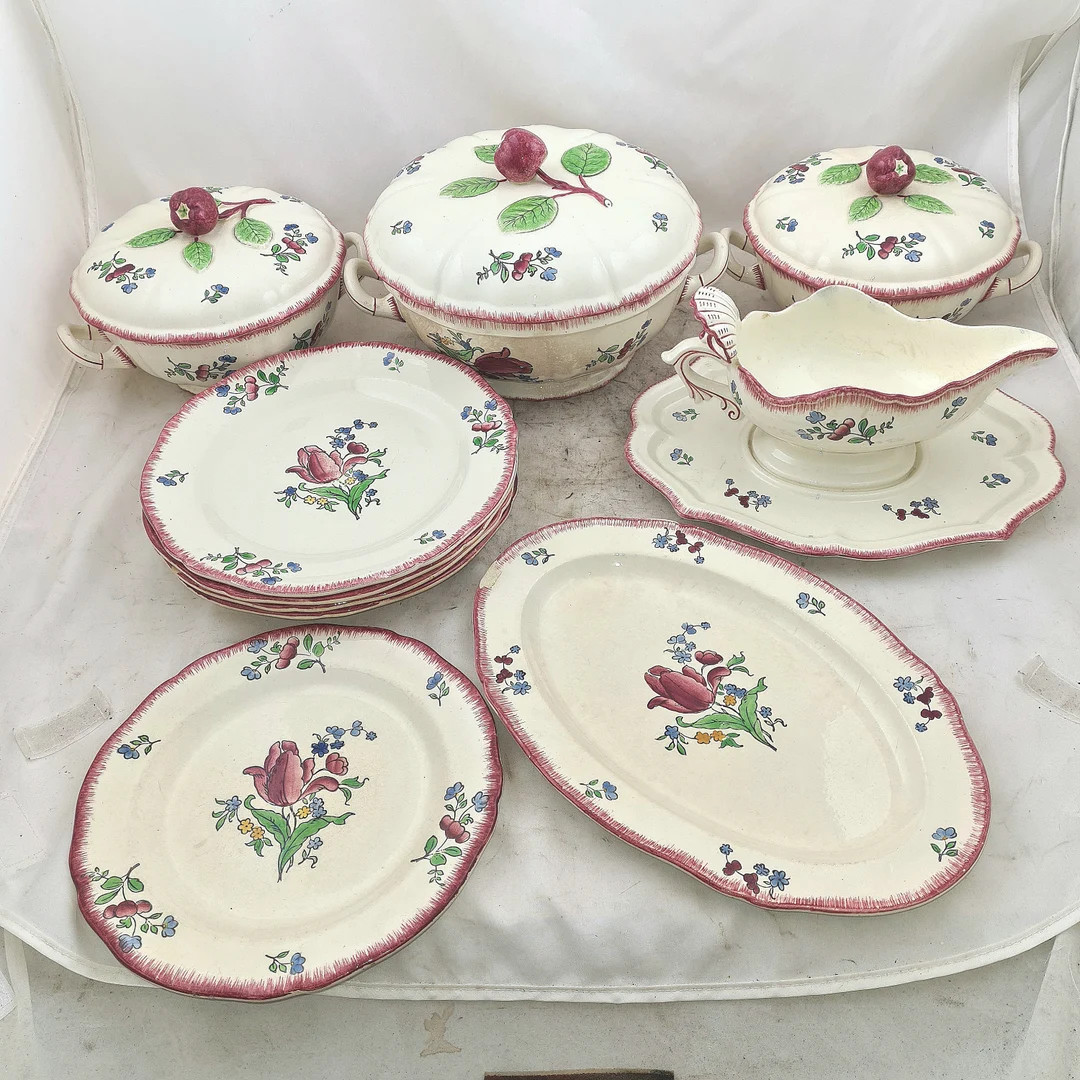 Vintage. GIEN LORRAINE Bol Plats Plat Saucière Service En Faïence Décor Floral - Etsy France | Etsy (US)