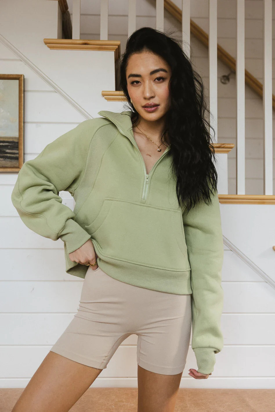 Alyssa Half Zip in Sage | Böhme US