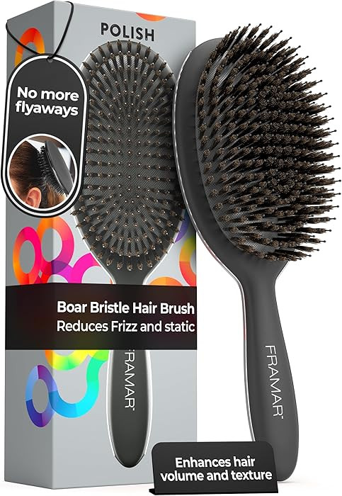 FRAMAR Soft Boar Bristle Hair Brush For Women – Boars Hair Brush For Women, Boar Brush For Fine... | Amazon (US)
