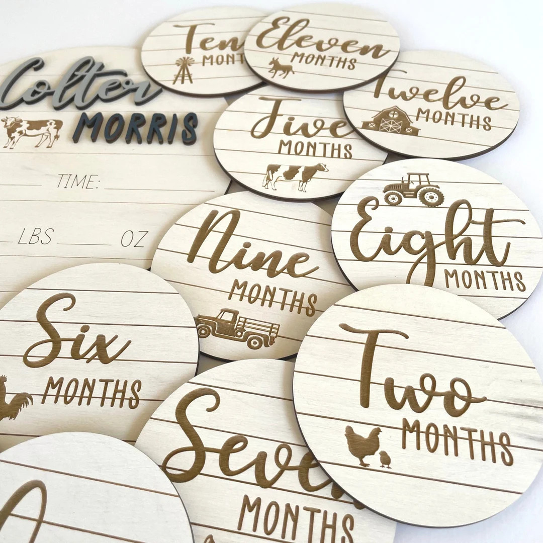 Baby Milestone Cards, Baby Announcement, Baby Photo Prop, Baby Farm, Baby Shower Gift | Etsy (US)