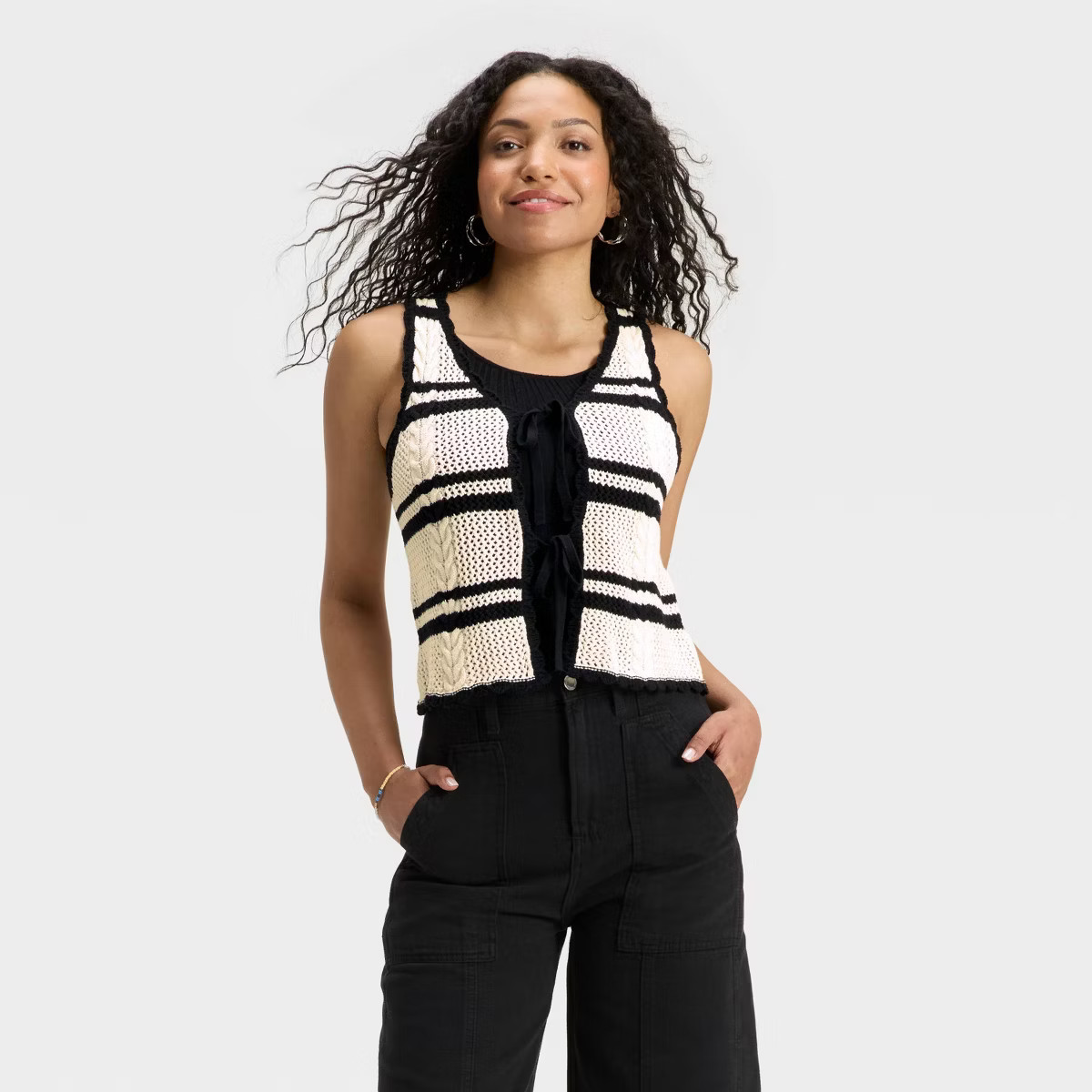 Women's Openwork Tie-Front Sweater Vest - Universal Thread™ | Target