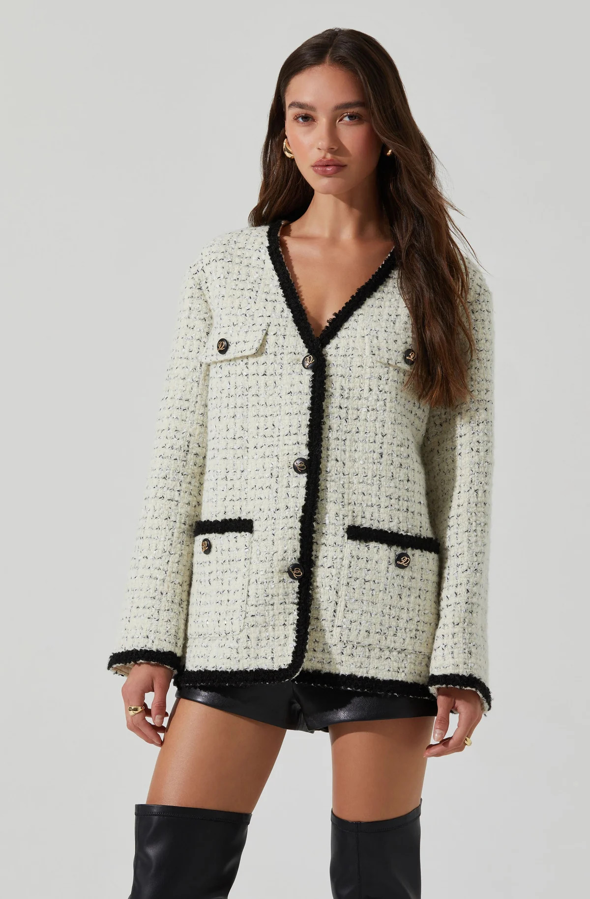 Editha Contrast Tweed Coat | ASTR The Label (US)