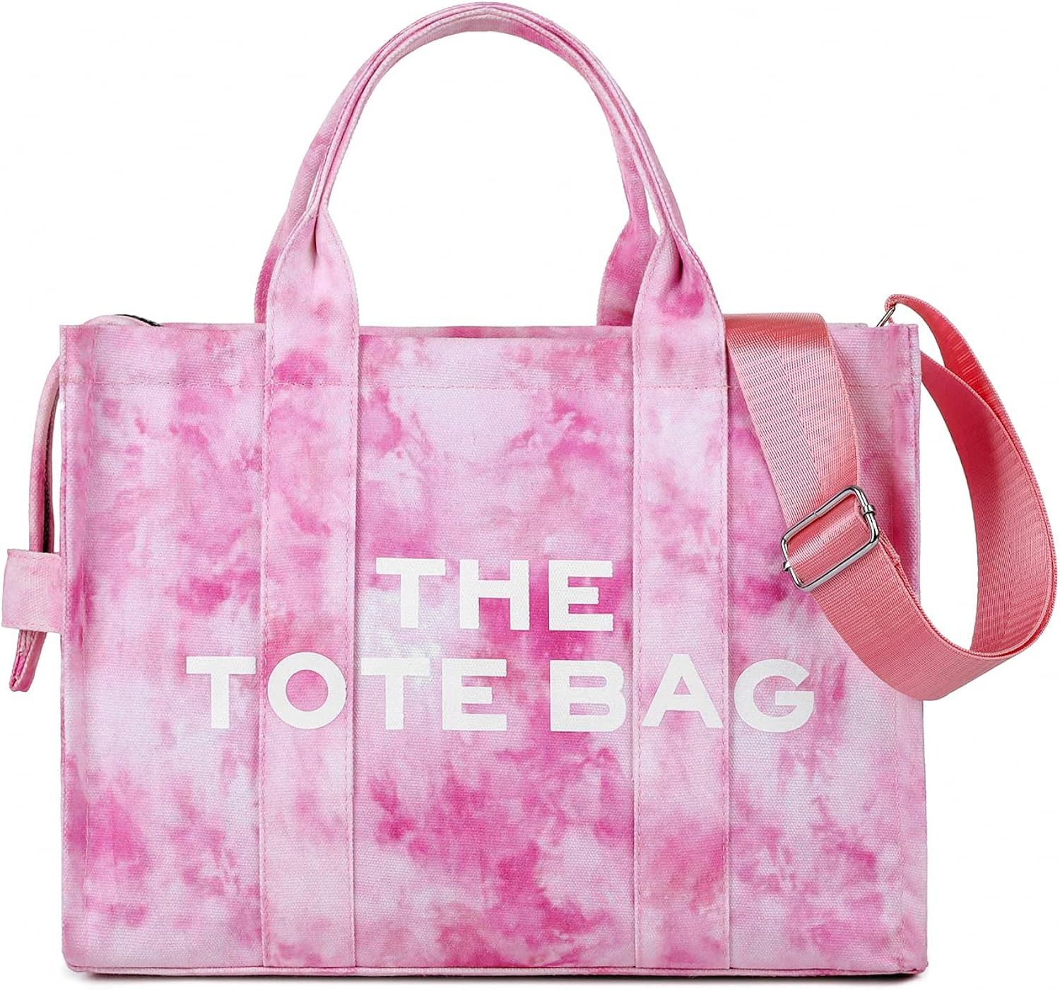 JQAliMOVV Canvas Tote Bag for Women - Travel Tote Bag Purse with Zipper Fashion Shoulder Crossbody B | Amazon (US)