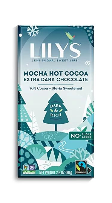 LILY'S No Sugar Added Mocha Hot Cocoa Extra Dark Chocolate Bar, 2.8 oz | Walmart (US)