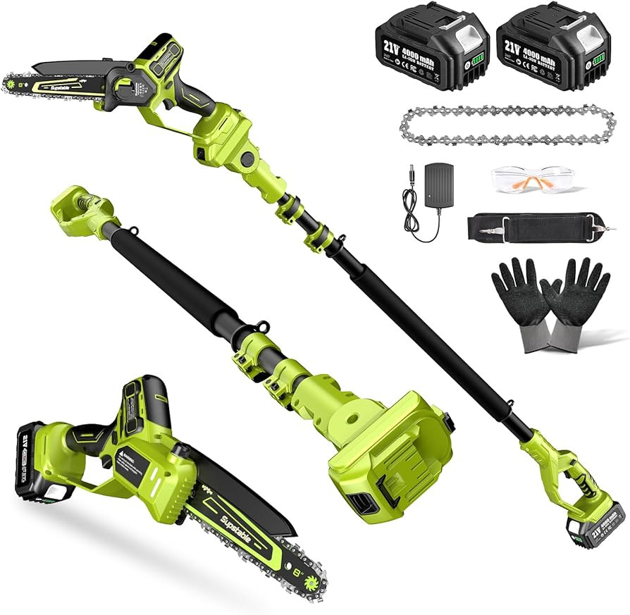 Electric Pole Saws for Tree Trimming, 8 Inch & 6 Inch Mini Chainsaw Cordless with Extension Pole,... | Amazon (US)