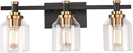 Create for Life® 3-Light Bathroom Vanity Light,Industrial Wall Sconce Bathroom Lighting,Matte Bl... | Amazon (US)