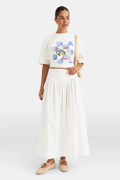 POPLIN MAXI SKIRT - COCONUT MILK | TALA (UK)