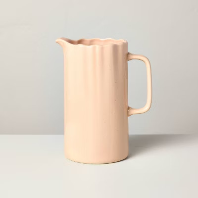65oz Scalloped Stoneware Beverage Pitcher Blush - Hearth & Hand™ with Magnolia | Target