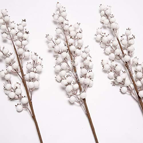 3 Pcs Artificial White Berry Stems Christmas Berry Branches for Flower Arrangements and Home DIY Cra | Amazon (US)