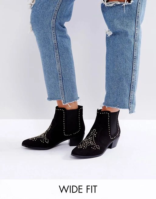 New Look Wide Fit - Bottines western cloutées | ASOS FR