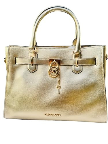 Michael Kors Medium Hamilton Satchel Metallic Handbag, Pale Gold | Amazon (US)