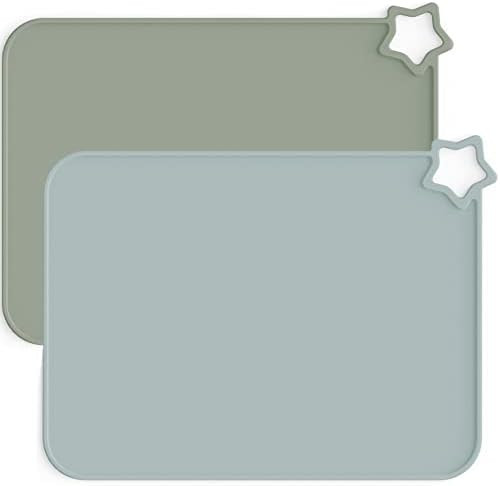 Moonkie Baby Silicone Placemats, Non-Slip Stain Resistant Portable Food Mats for Kids Toddler with 2 | Amazon (US)