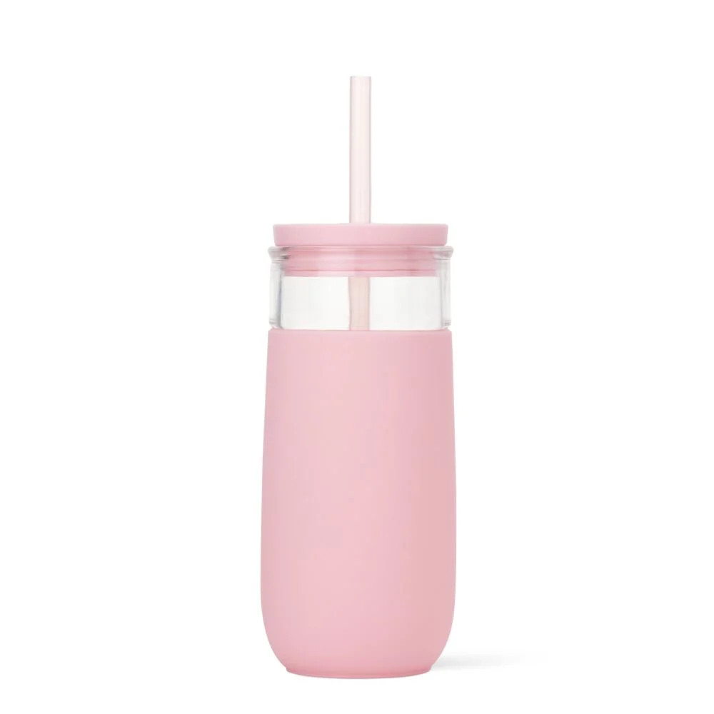 Ello Avery 18oz Glass Tumbler with Straw, Pink | Walmart (US)