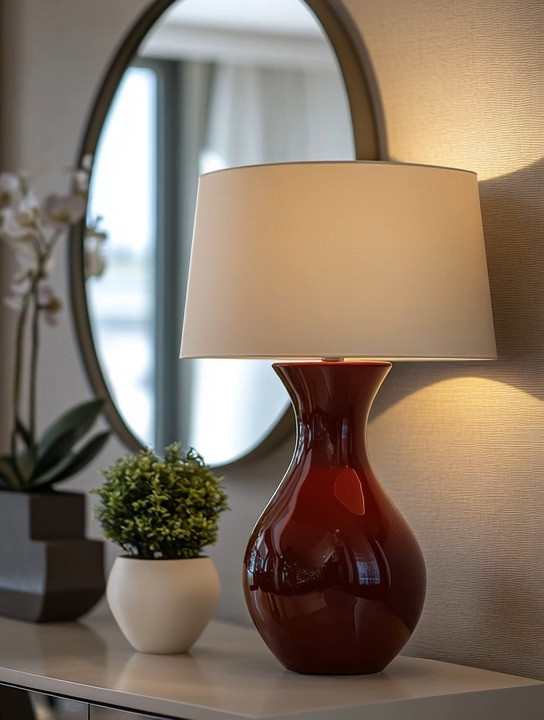 A subtle yet powerful way to introduce burgundy into your home for 2026 is through a sculptural table lamp like this. Burgundy is one of the most evolving and enduring colors in modern home decor, and using it in a lamp base allows you to add richness without committing to large furniture pieces. This glossy burgundy lamp instantly brings warmth, depth, and a soft sense of glamour to any space—whether styled on a console table, nightstand, entryway, or side table.

The beauty of a statement lamp is its flexibility. When you’re ready for a refresh, simply move it to another room and let the color tell a new story. Paired with neutral walls, soft textures, or natural wood, this lamp feels timeless rather than trendy—proof that small, thoughtful accents can elevate a home just as much as bold investments.

#BurgundyHomeDecor #TimelessInteriors #StatementLighting 

 #LTKHome