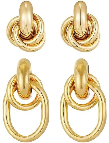 Knot Earrings Gold Chunky Geometric Earrings Statement Drop Dangle Earrings Jewelry for Women | Amazon (US)