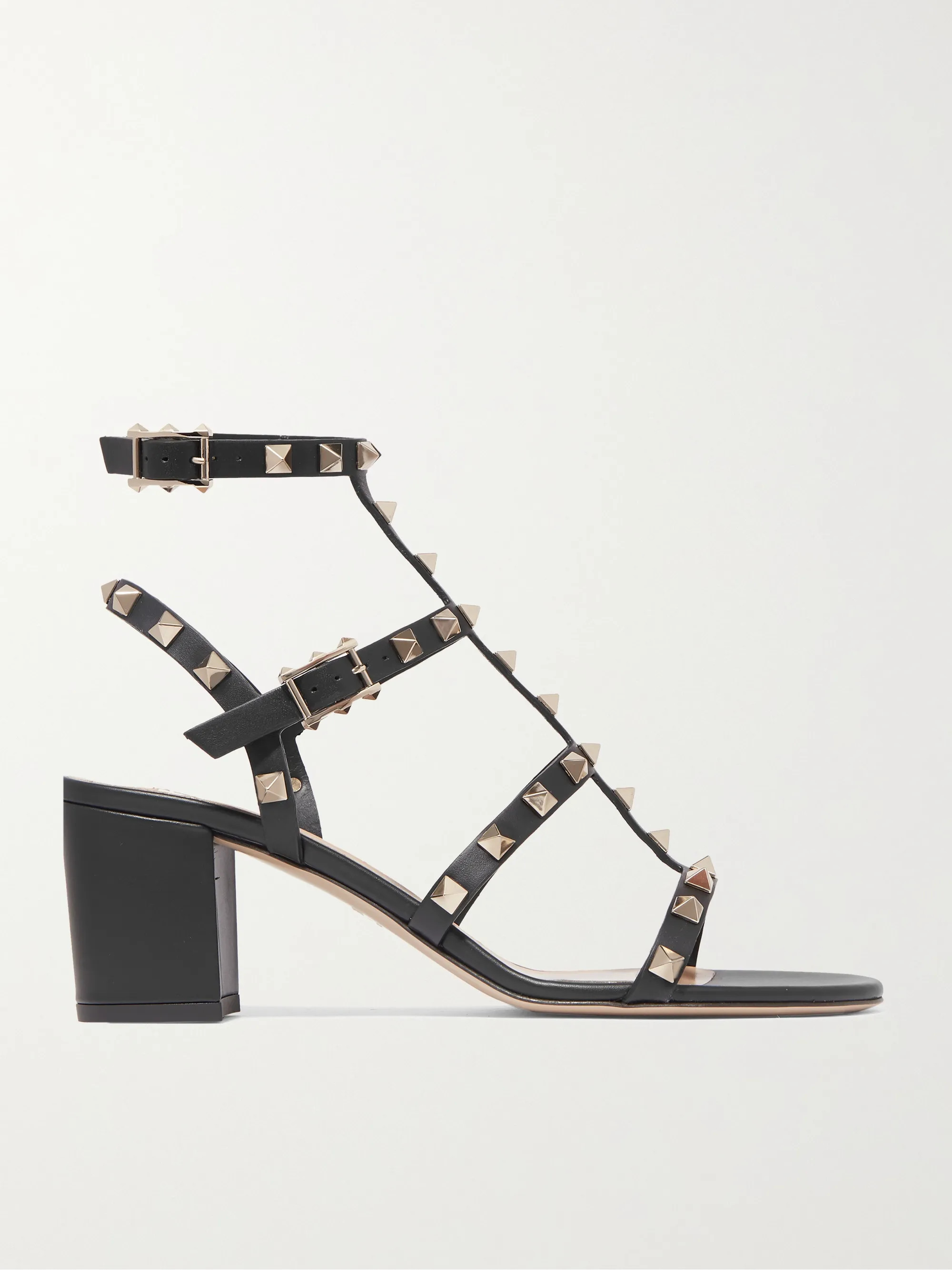 Black Valentino Garavani Rockstud 60 leather sandals | Valentino | NET-A-PORTER | NET-A-PORTER (UK & EU)