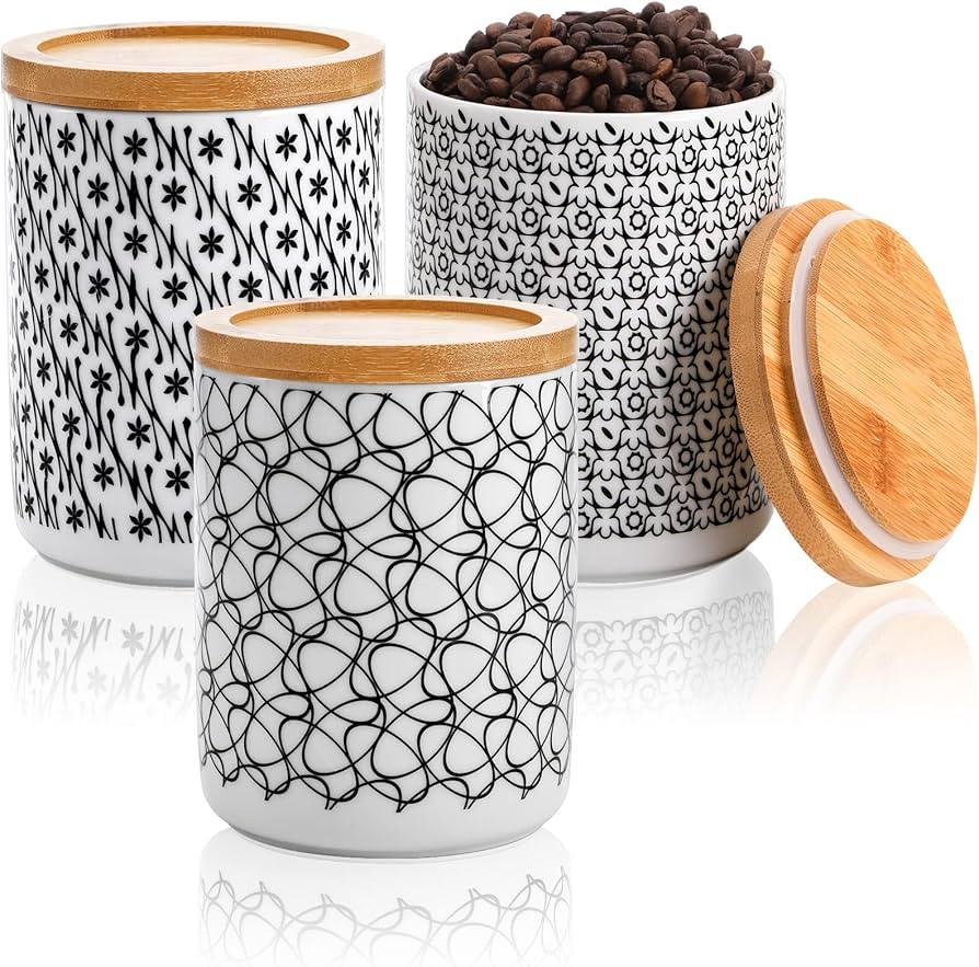 Yesland 3 Pack Kitchen Canisters Ceramic Food Storage Jar, 24 Fl Oz Round Canister Sets Coffee Ca... | Amazon (US)