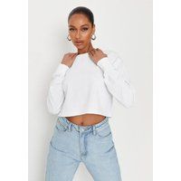 White Long Sleeve Cropped Sweatshirt | Missguided (US & CA)
