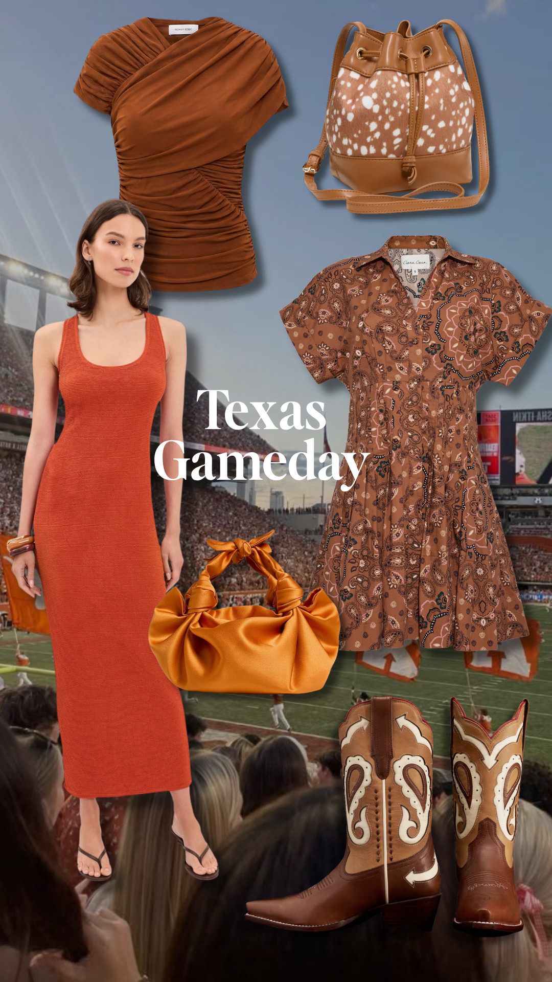 Texas Longhorns football game: What to wear to a UT football game? Burnt orange outfits  

 