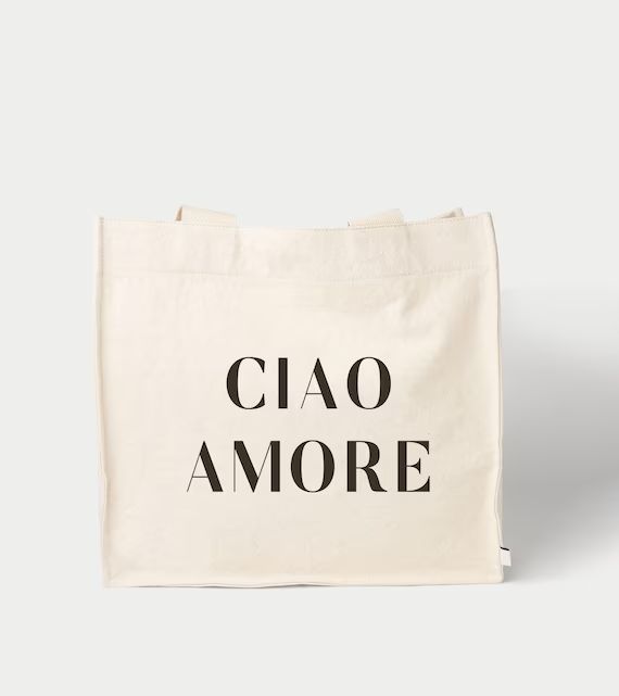 Black Ciao Amore Canvas Tote Bag Tote Grocery Bag Bridesmaid - Etsy | Etsy (US)