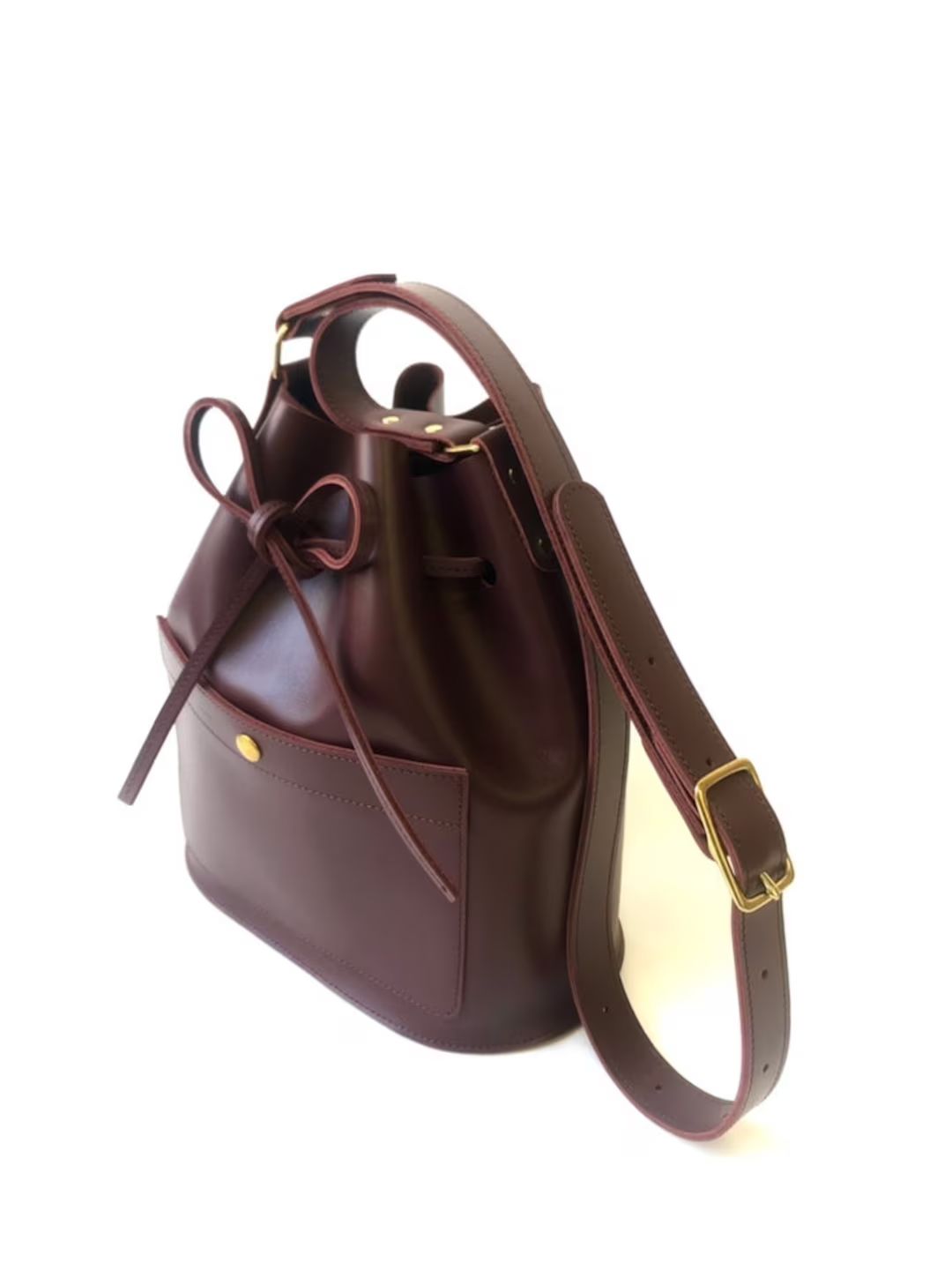 Handmade Leather Bucket Bag Burgundy - Etsy UK | Etsy (UK)