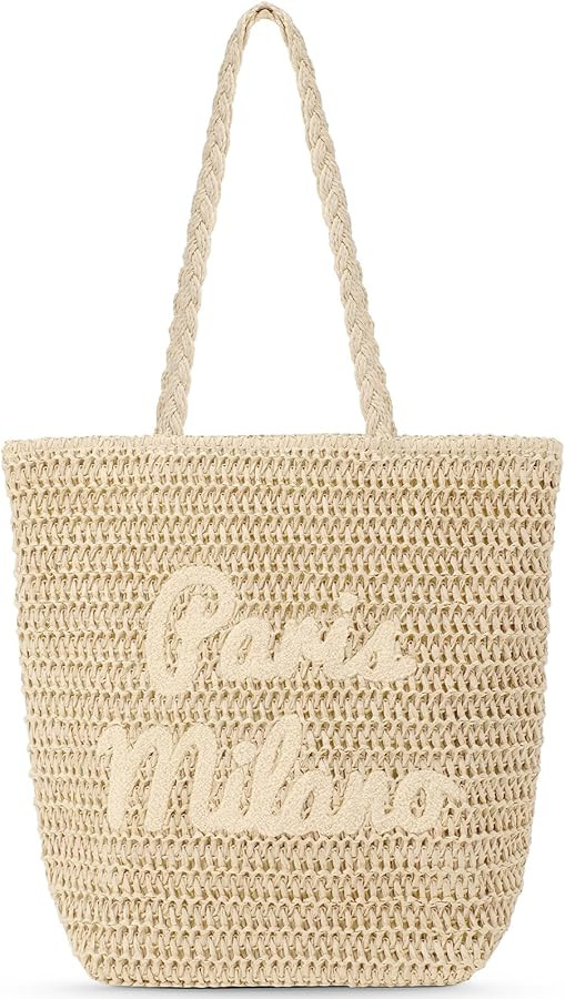 Beach Bags for Women - Large Straw Bag Woven Beach Tote, Summer Handmade Shoulder Handbag | Amazon (US)