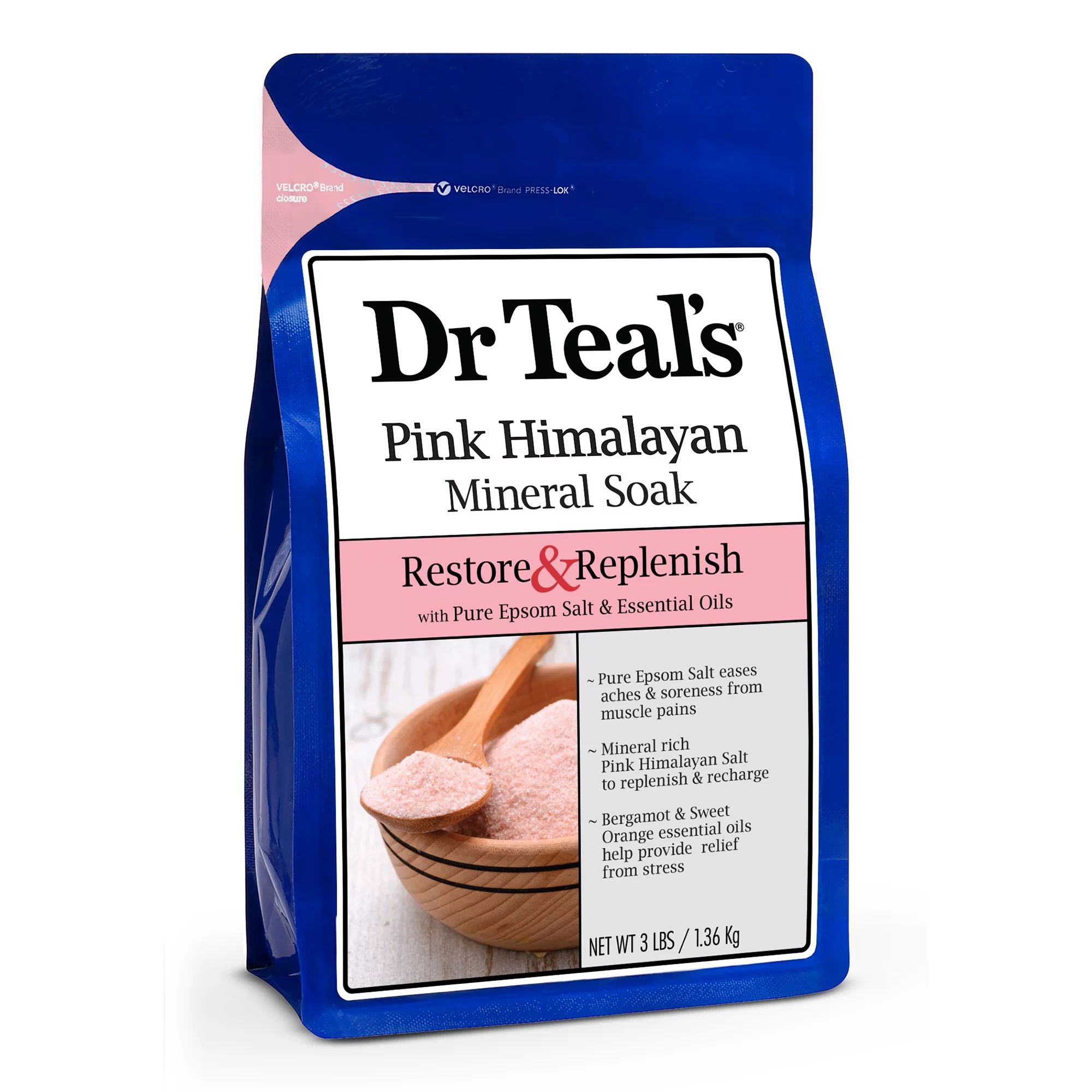 Dr Teal's Pink Himalayan Mineral Soak, Restore & Replenish with Pure Epsom Salt, 3lbs - Walmart.c... | Walmart (US)