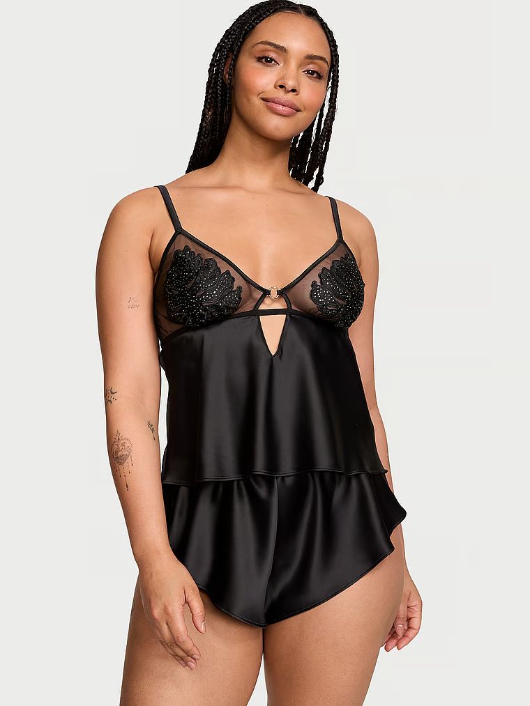 Buy Satin Tropical Leaf Open-Cup Cami Set - Order Cami Sets online 1124493400 - Victoria's Secret... | Victoria's Secret (US / CA )