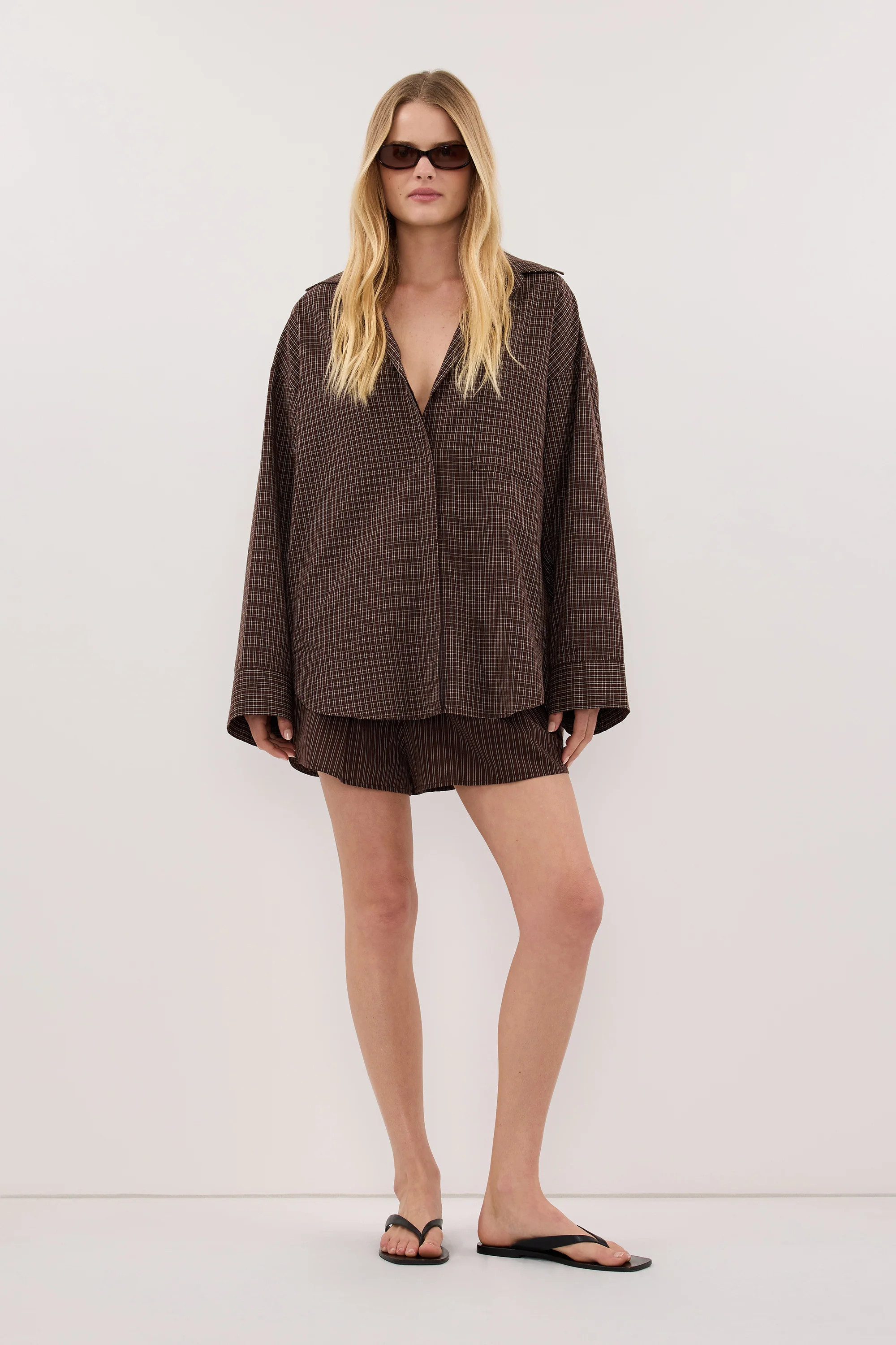 MARA CHOC CHECK COTTON SHIRT | DISSH