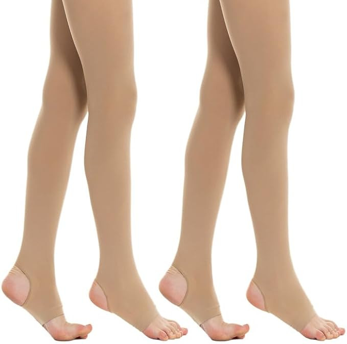 MANZI 2 Pairs Girl's Stirrup Dance Tights Convertible Transition Todder Ballet Tights 40D | Amazon (US)
