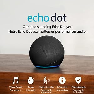 Amazon Echo Dot (5th Gen, 2022 release) | Smart speaker with Alexa | Charcoal | Amazon (CA)