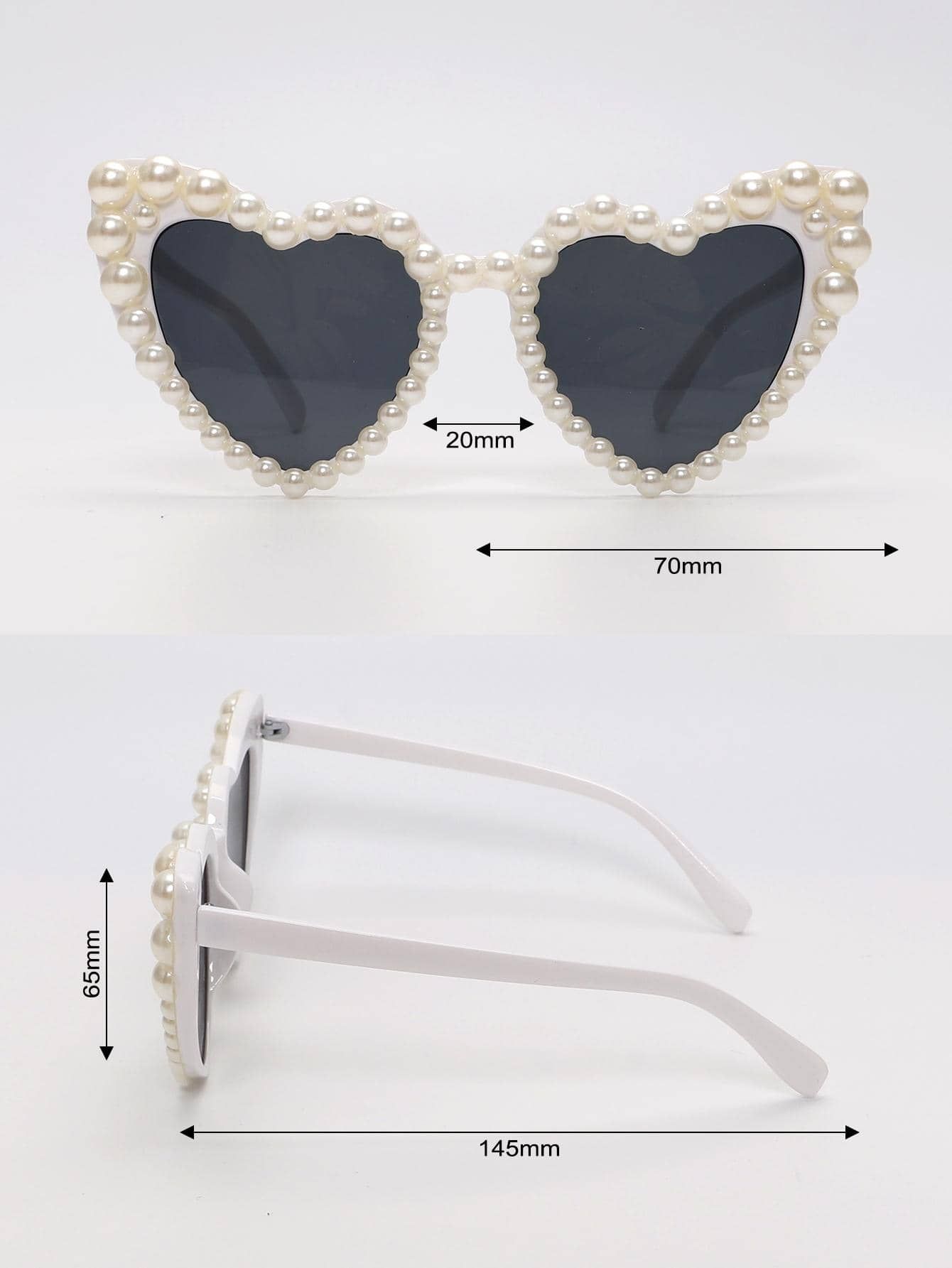 1pair Women Faux Pearl Decor Heart Frame Funky Sunglasses, For Outdoor | SHEIN