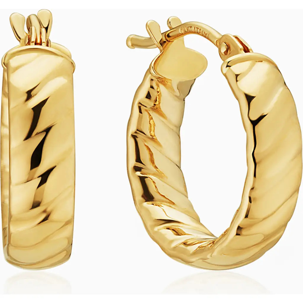 Oradina 14K Gold Cobra Hoops Earrings in Yellow Gold at Nordstrom, Size Medium | Nordstrom