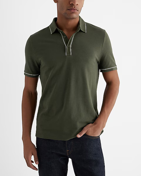 Piped Luxe Pique Polo | Express
