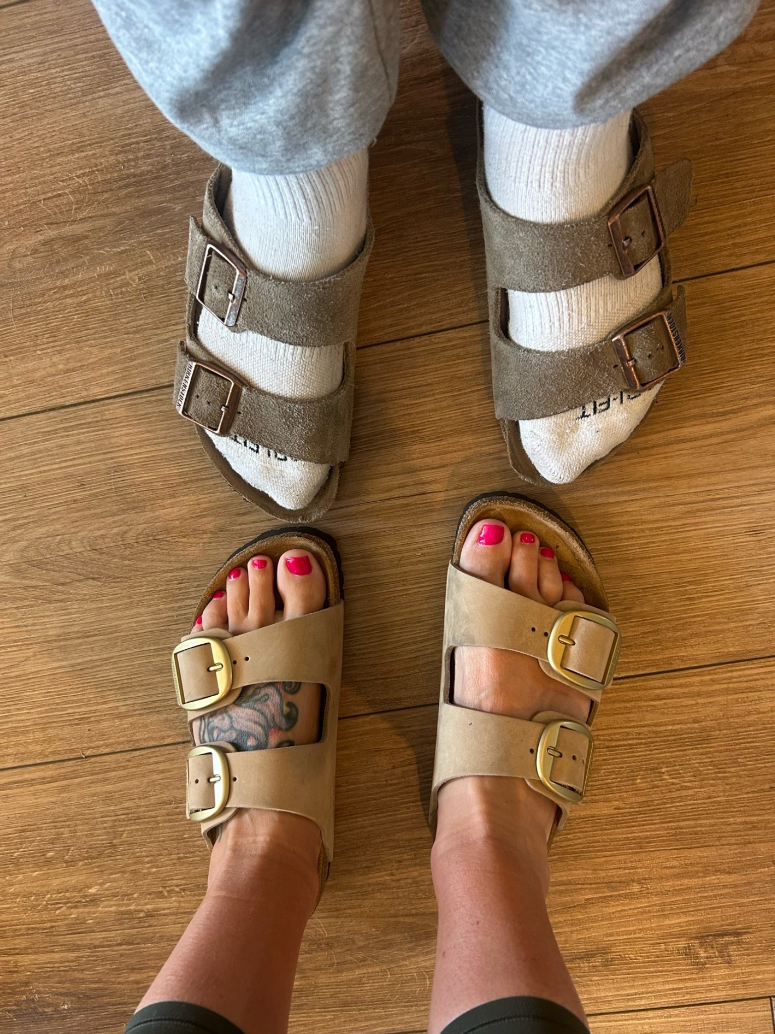 Birks! Who wore it better?! Fun fact: I always steal my son’s sandals now being the same size! I wear a 38EU 7-7.5.

#LTKdayinmylife #LTKmomlife #LTKgrwm