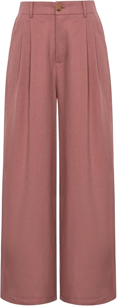 GRACE KARIN Wide Leg Pants Women's Linen High Waisted Business Casual Straight Long Trousers Pala... | Amazon (US)