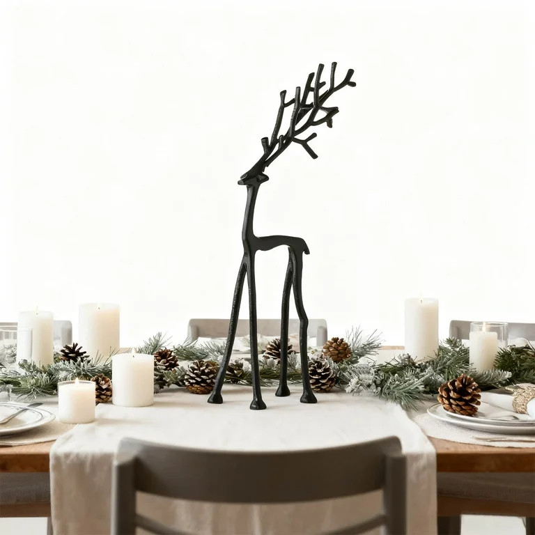 2025 Christmas Decorations - Set of 2 Black Reindeer Statues - Modern Xmas Figurines - Elegant In... | Walmart (US)