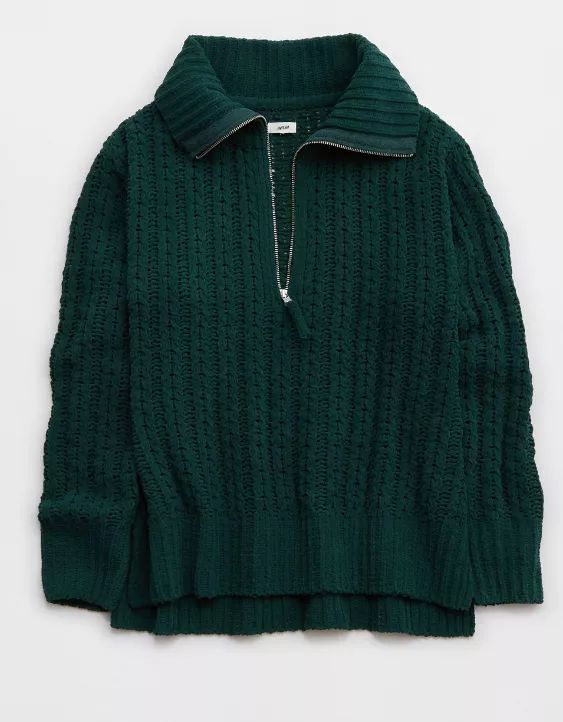 Aerie Cable Car Quarter Zip Sweater | American Eagle Outfitters (US & CA)