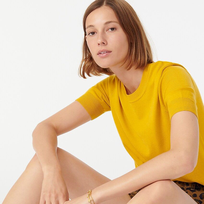 Short-sleeve silk-blend crewneck sweater | J. Crew US
