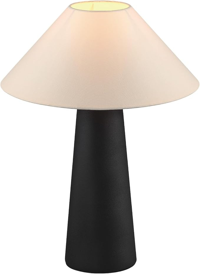 Novogratz x Globe 18" Ceramic Table Lamp, Matte Black, Off-White Tapered Fabric Shade, in-Line Ro... | Amazon (US)