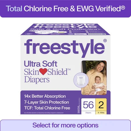 Freestyle Total Chlorine Free 14x Better Absorption Hypoallergenic EWG Verified® Baby Diapers, Size 2 (9-18 lbs), 56 Count | Walmart (US)