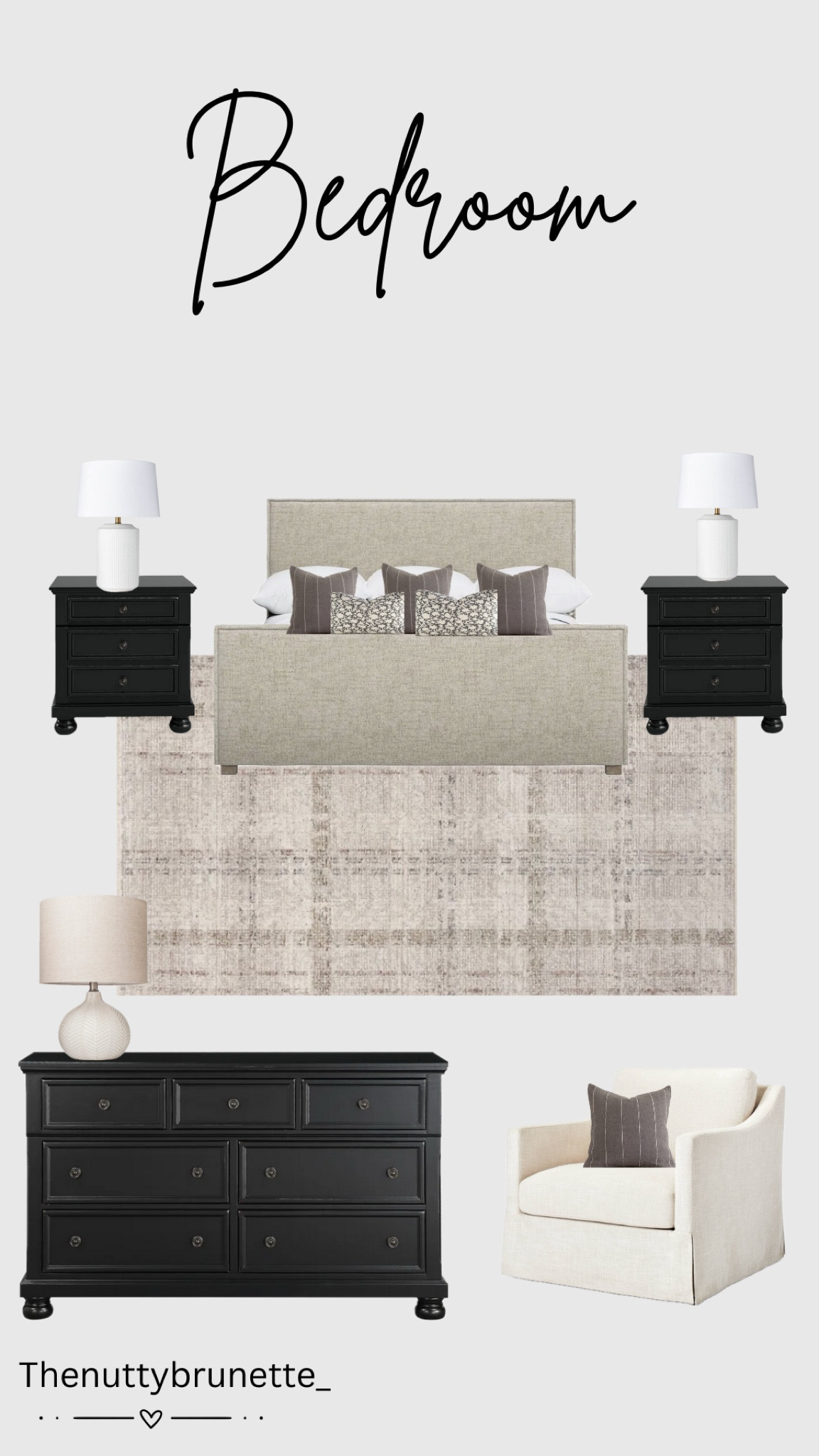 Bedroom insp, bedroom retreat, bedroom, Loloi rug, area rug, nightstands, lamps, target, Wayfair, panel bed, upholstered bed, black wood bedroom furniture, chair, throw pillows, woven nook, laurel and blush, throw pillow covers, magnolia, neutral and moody bedroomm

#LTKSeasonal #LTKU #LTKhome